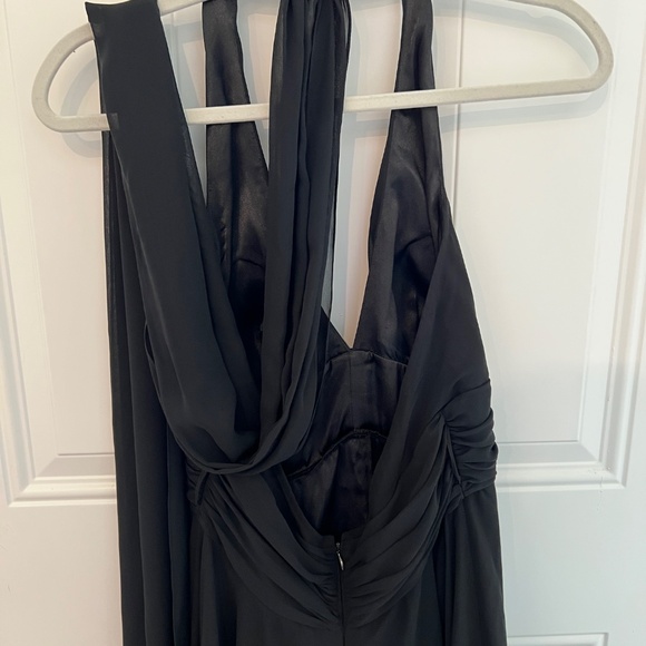 White House Black Market Black Halter Dress with Buttons and Long Ties - Picture 4 of 6